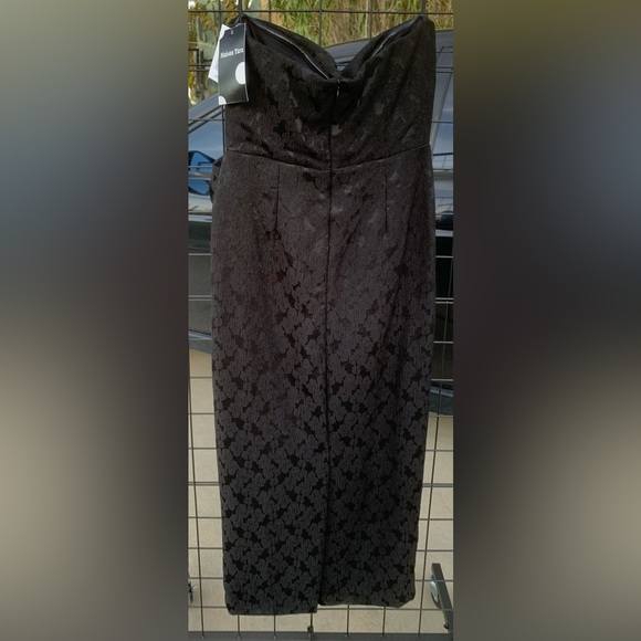 NWT Elegant 2 tone Black and White Women's strapless midi dress - Picture 10 of 12